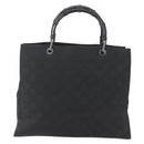 GUCCI GG Canvas Bambus Handtasche Nylon Schwarz Silber 002 1010 Auth 164874-13