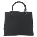 GUCCI GG Canvas Bambus Handtasche Nylon Schwarz Silber 002 1010 Auth 164874-2