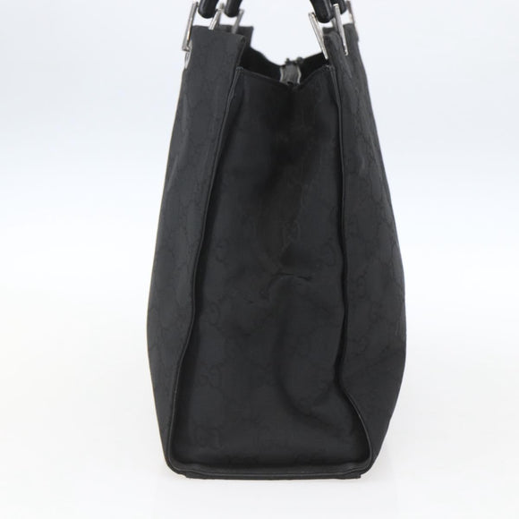 GUCCI GG Canvas Bambus Handtasche Nylon Schwarz Silber 002 1010 Auth 164874