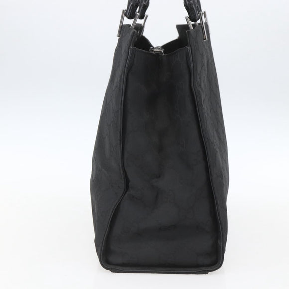 GUCCI GG Canvas Bambus Handtasche Nylon Schwarz Silber 002 1010 Auth 164874