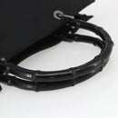 GUCCI GG Canvas Bambus Handtasche Nylon Schwarz Silber 002 1010 Auth 164874-7