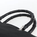 GUCCI GG Canvas Bambus Handtasche Nylon Schwarz Silber 002 1010 Auth 164874-8