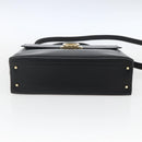 Salvatore Ferragamo Gancini Hand Bag Leather 2way Black Gold Auth 164875V-5