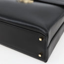 Salvatore Ferragamo Gancini Hand Bag Leather 2way Black Gold Auth 164875V-9
