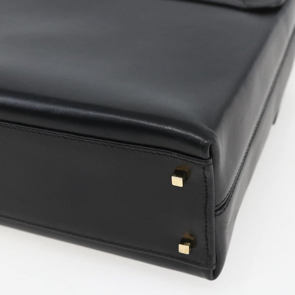 Salvatore Ferragamo Gancini Hand Bag Leather 2way Black Gold Auth 164875V