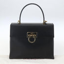 Salvatore Ferragamo Gancini Hand Bag Leather 2way Black Gold Auth 164875V-12