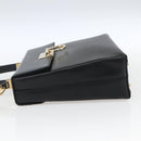 Salvatore Ferragamo Gancini Hand Bag Leather 2way Black Gold Auth 164875V-3