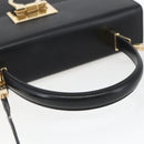 Salvatore Ferragamo Gancini Hand Bag Leather 2way Black Gold Auth 164875V-7