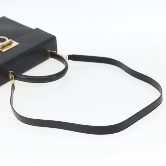 Salvatore Ferragamo Gancini Hand Bag Leather 2way Black Gold Auth 164875V