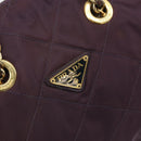 PRADA Chain Quilted Shoulder Bag Nylon Purple Gold Auth 164881-17