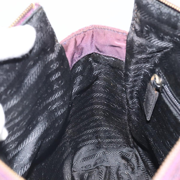 PRADA Chain Quilted Shoulder Bag Nylon Purple Gold Auth 164881