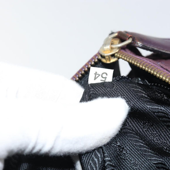 PRADA Chain Quilted Shoulder Bag Nylon Purple Gold Auth 164881