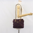 PRADA Chain Quilted Shoulder Bag Nylon Purple Gold Auth 164881-23