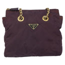 PRADA Chain Quilted Shoulder Bag Nylon Purple Gold Auth 164881-13