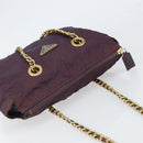 PRADA Chain Quilted Shoulder Bag Nylon Purple Gold Auth 164881-6