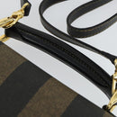 FENDI Pecan Canvas Business Bag PVC 2way Brown Black gold Auth 164882-10