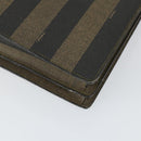FENDI Pecan Canvas Business Bag PVC 2way Brown Black gold Auth 164882-12