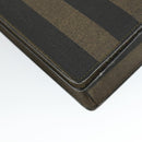 FENDI Pecan Canvas Business Bag PVC 2way Brown Black gold Auth 164882-15