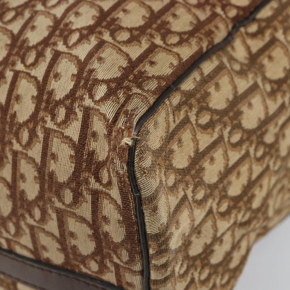 Christian Dior Trotter Canvas Boston Bag Beige Gold Auth 164883