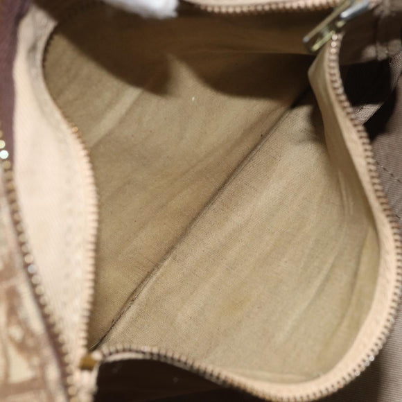 Christian Dior Trotter Canvas Boston Bag Beige Gold Auth 164883