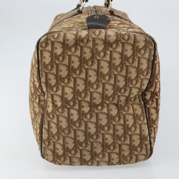 Christian Dior Trotter Canvas Boston Bag Beige Gold Auth 164883