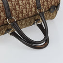 Christian Dior Trotter Canvas Boston Bag Beige Gold Auth 164883-7