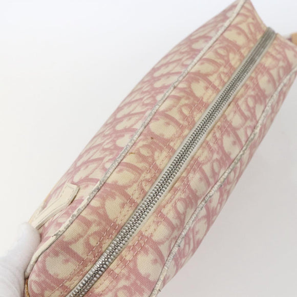 Christian Dior Trotter Canvas Shoulder Bag PVC Pink Silver Auth 164884