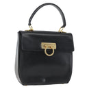Salvatore Ferragamo Gancini Hand Bag Leather Black Gold Auth 164903-1