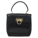 Salvatore Ferragamo Gancini Hand Bag Leather Black Gold Auth 164903-13