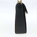 Salvatore Ferragamo Gancini Hand Bag Leather Black Gold Auth 164903-3