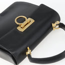 Salvatore Ferragamo Gancini Hand Bag Leather Black Gold Auth 164903-6