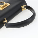 Salvatore Ferragamo Gancini Hand Bag Leather Black Gold Auth 164903-7