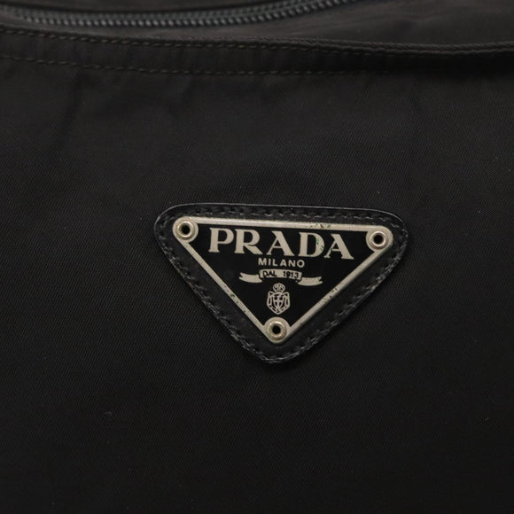 PRADA Shoulder Bag Nylon Black Silver Auth 164915