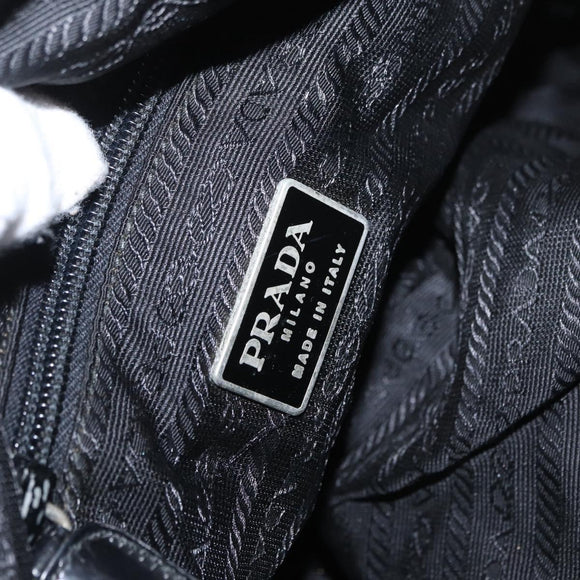 PRADA Shoulder Bag Nylon Black Silver Auth 164915