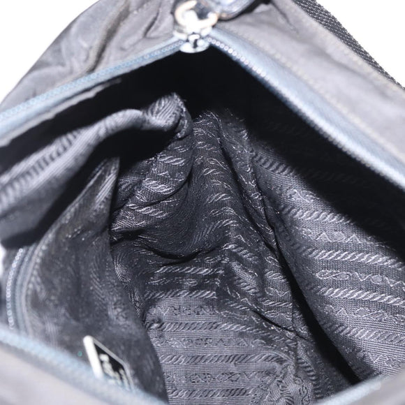 PRADA Shoulder Bag Nylon Black Silver Auth 164915