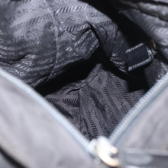 PRADA Shoulder Bag Nylon Black Silver Auth 164915
