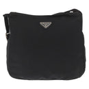 PRADA Shoulder Bag Nylon Black Silver Auth 164915-13