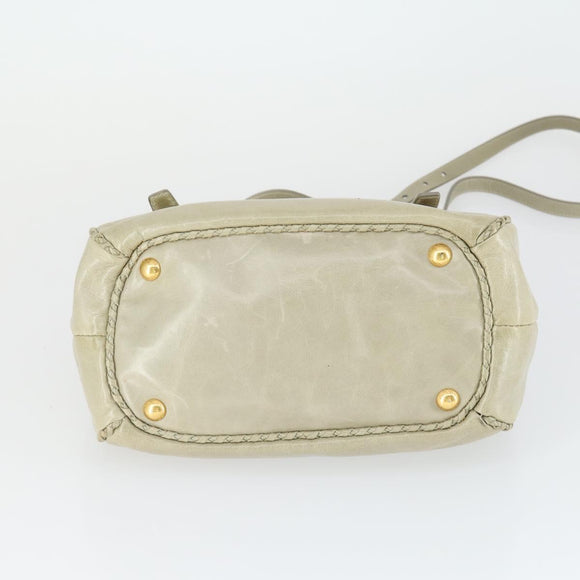 PRADA Hand Bag Leather 2way Gray Gold Auth 164922
