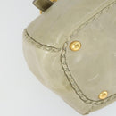 PRADA Hand Bag Leather 2way Gray Gold Auth 164922-15