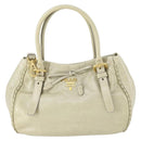 PRADA Hand Bag Leather 2way Gray Gold Auth 164922-13