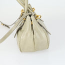 PRADA Hand Bag Leather 2way Gray Gold Auth 164922-3