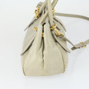 PRADA Hand Bag Leather 2way Gray Gold Auth 164922-4