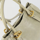 PRADA Hand Bag Leather 2way Gray Gold Auth 164922-6