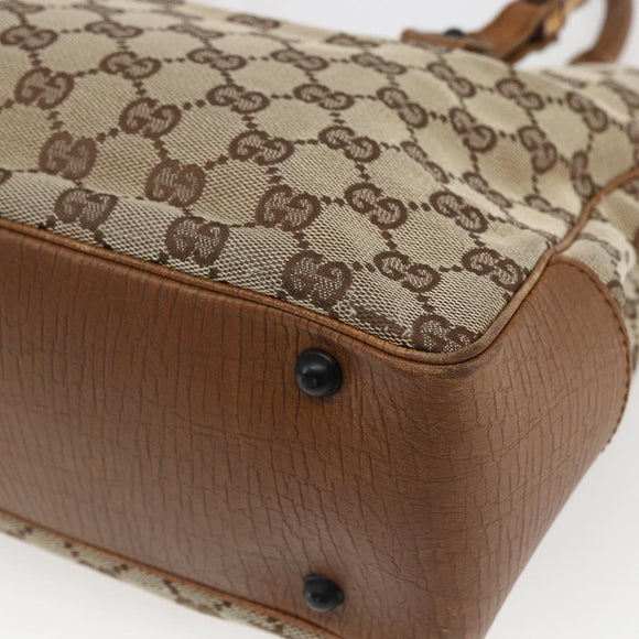 GUCCI GG Canvas Bamboo Hand Bag Beige 112526 Auth 164925