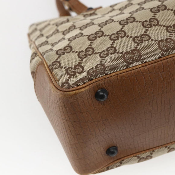 GUCCI GG Canvas Bamboo Hand Bag Beige 112526 Auth 164925