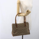 GUCCI GG Canvas Bamboo Hand Bag Beige 112526 Auth 164925-23