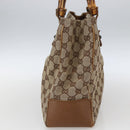 GUCCI GG Canvas Bamboo Hand Bag Beige 112526 Auth 164925-4