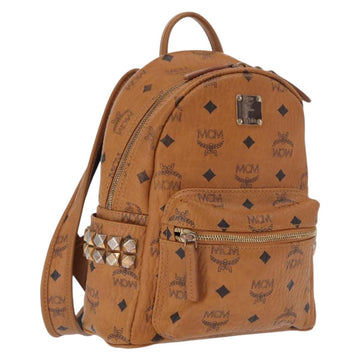 MCM Logogram Vicetos Backpack PVC Leather Brown Gold Auth 164927