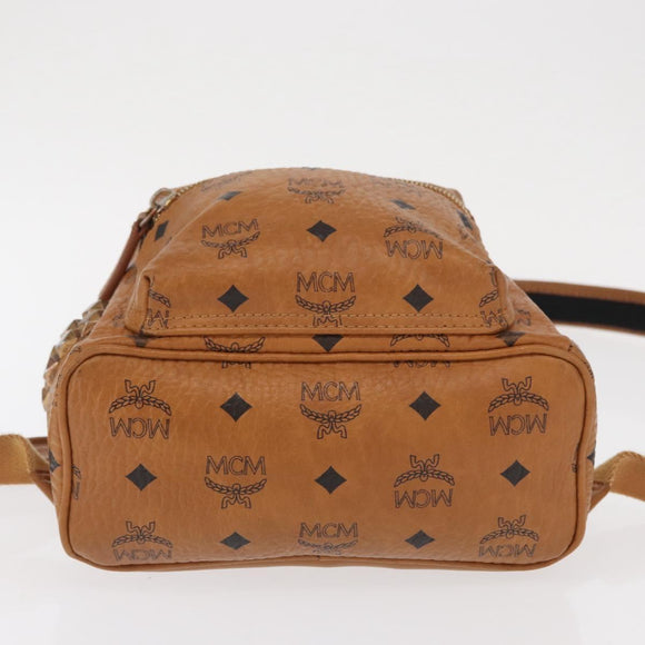 MCM Logogram Vicetos Backpack PVC Leather Brown Gold Auth 164927