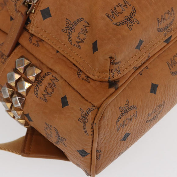 MCM Logogram Vicetos Backpack PVC Leather Brown Gold Auth 164927